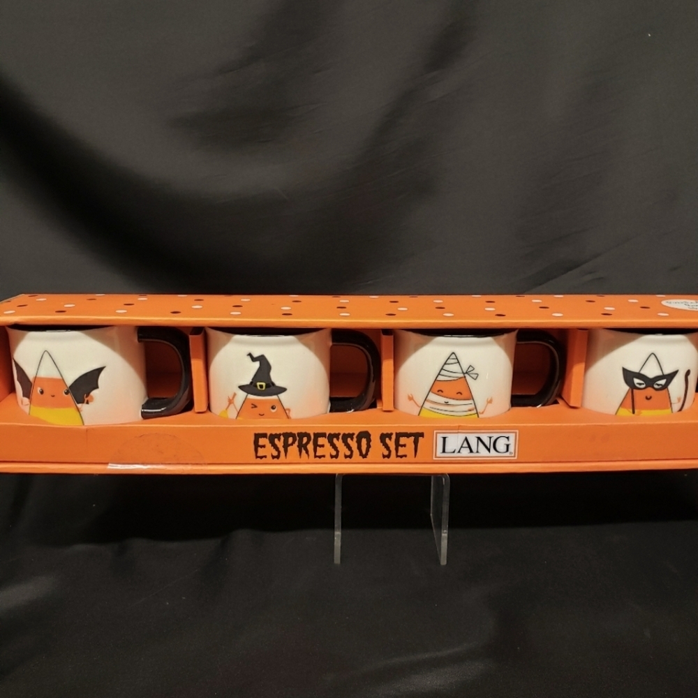 Lang NWT Halloween Espresso Set, Candy Corn in Costumes Design